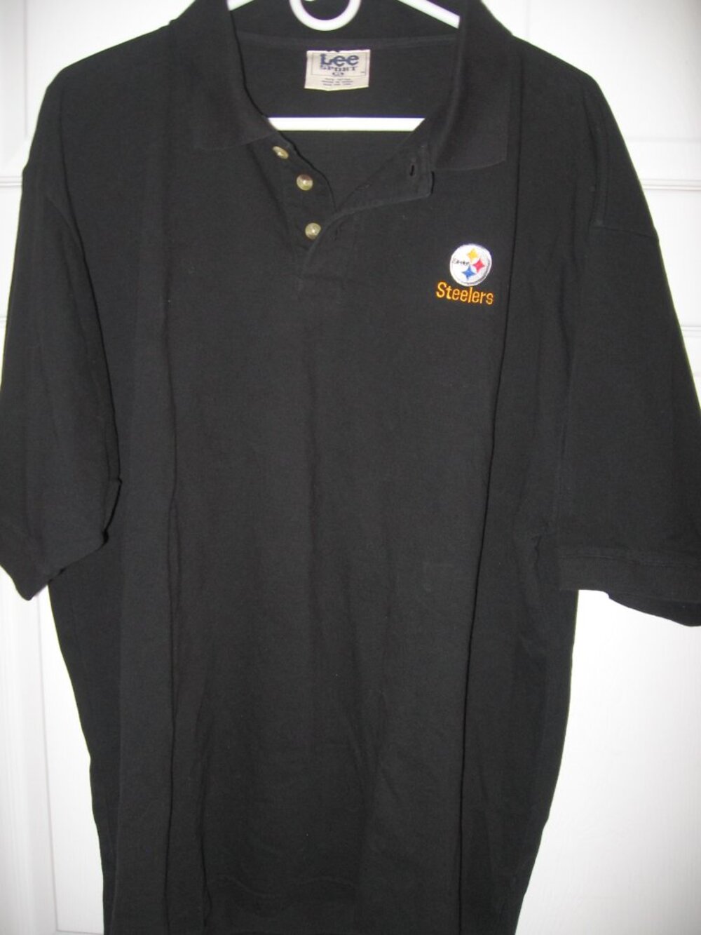 Lee Sport Polo Shirt w/ Embroidered Pittsburgh Steelers Logo Men's XL Black